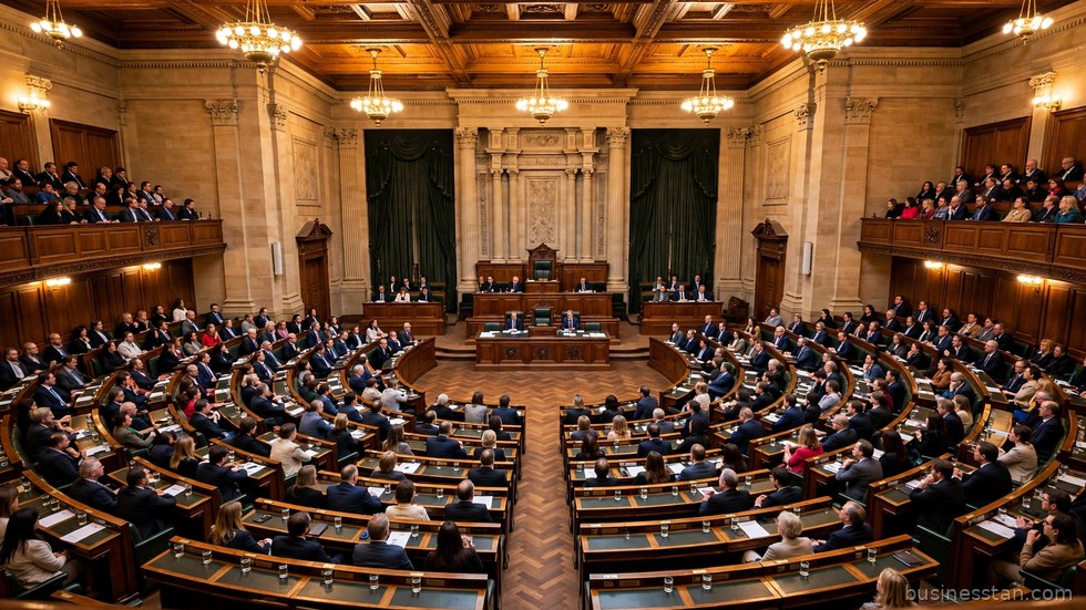 L'emiciclo del Parlamento europeo a Bruxelles durante una sessione plenaria.