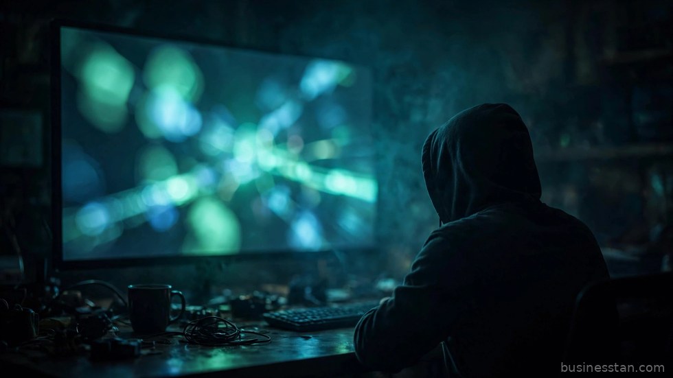 Figura incappucciata davanti a uno schermo con codice, immagine simbolo delle minacce informatiche nel 2026.