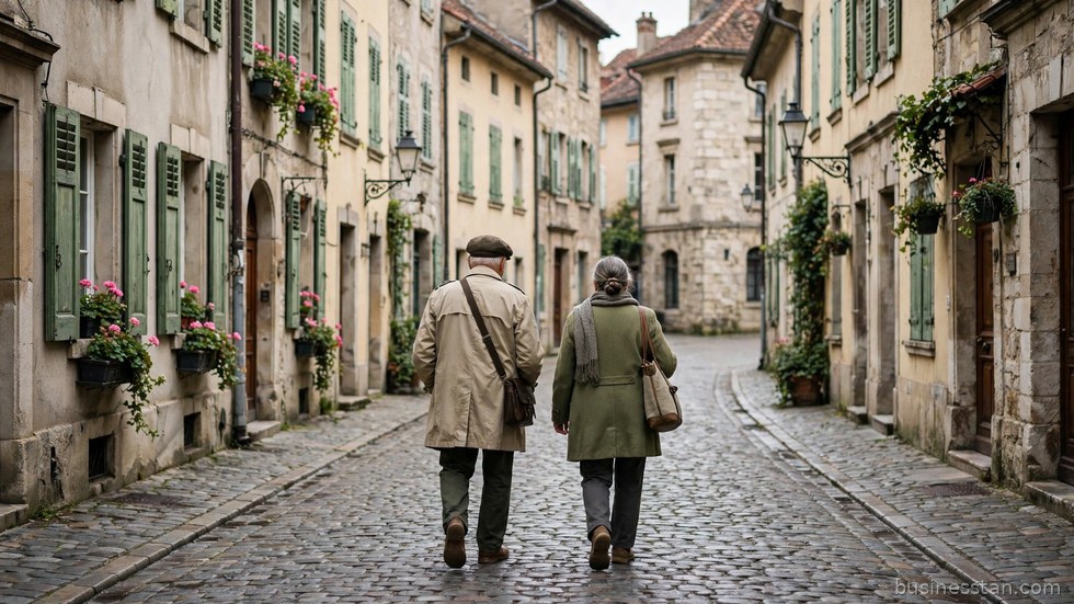 Anziani che chiacchierano su una panchina al parco, immagine della sfida demografica europea nel 2026.