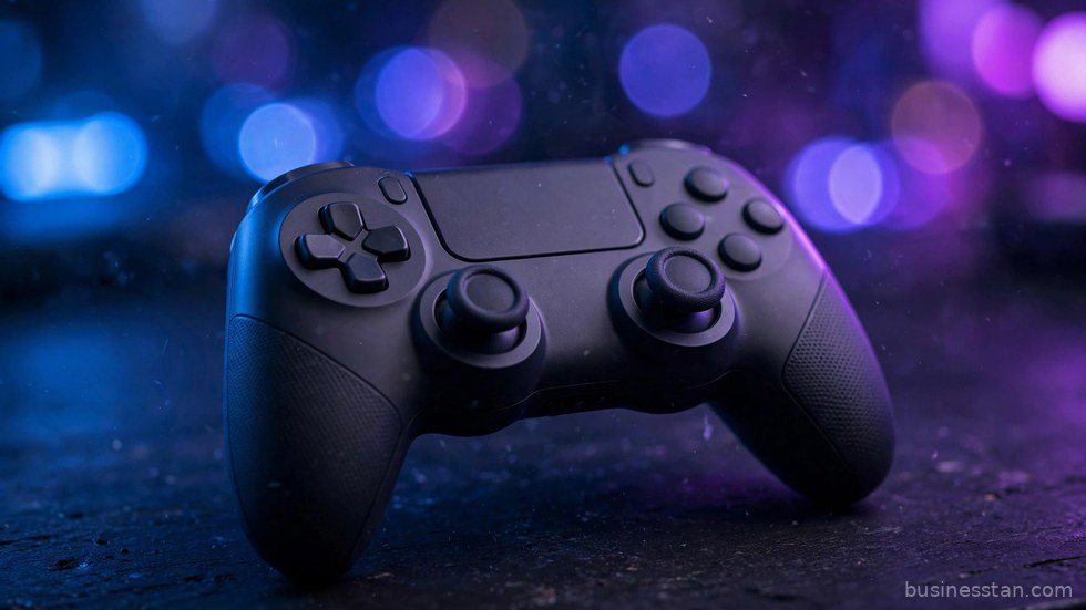 Un giocatore con il controller in mano davanti allo schermo, in un soggiorno poco illuminato.