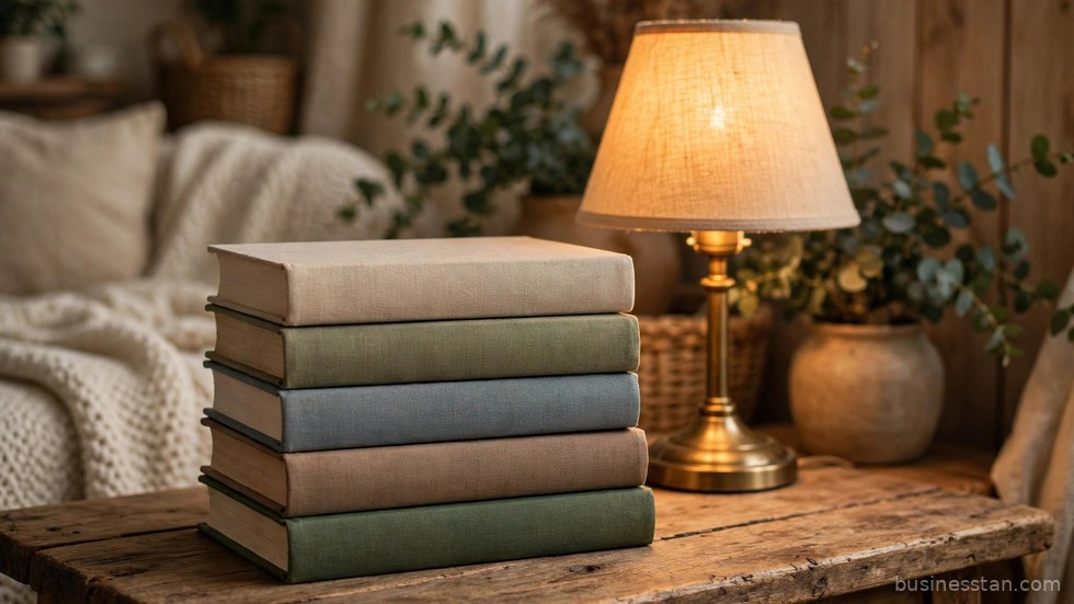 Una lettrice immersa nella lettura in una biblioteca accogliente tra scaffali di libri.
