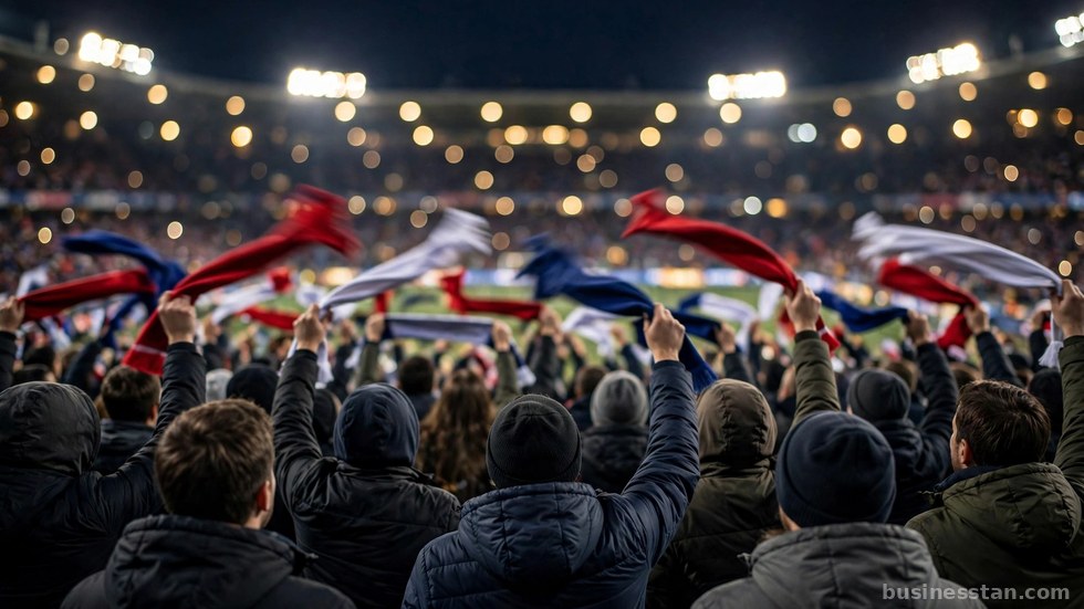 Tifosi sugli spalti durante una partita serale di Serie A.